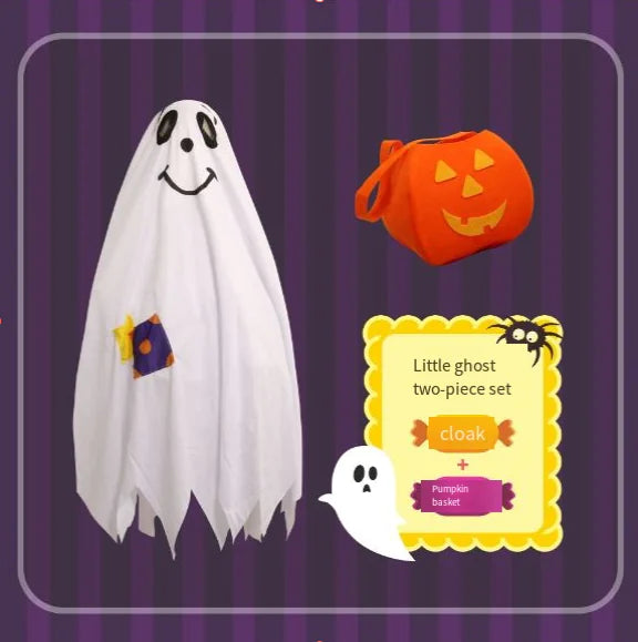 Halloween Kids Costume Witch Ghost Cape Cosplay Outfit