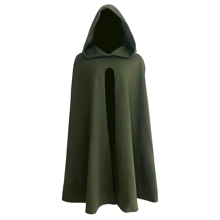 Green Medieval Hooded Cloak for Men Renaissance Wizard