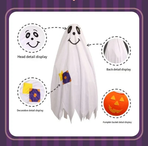 Halloween Kids Costume Witch Ghost Cape Cosplay Outfit