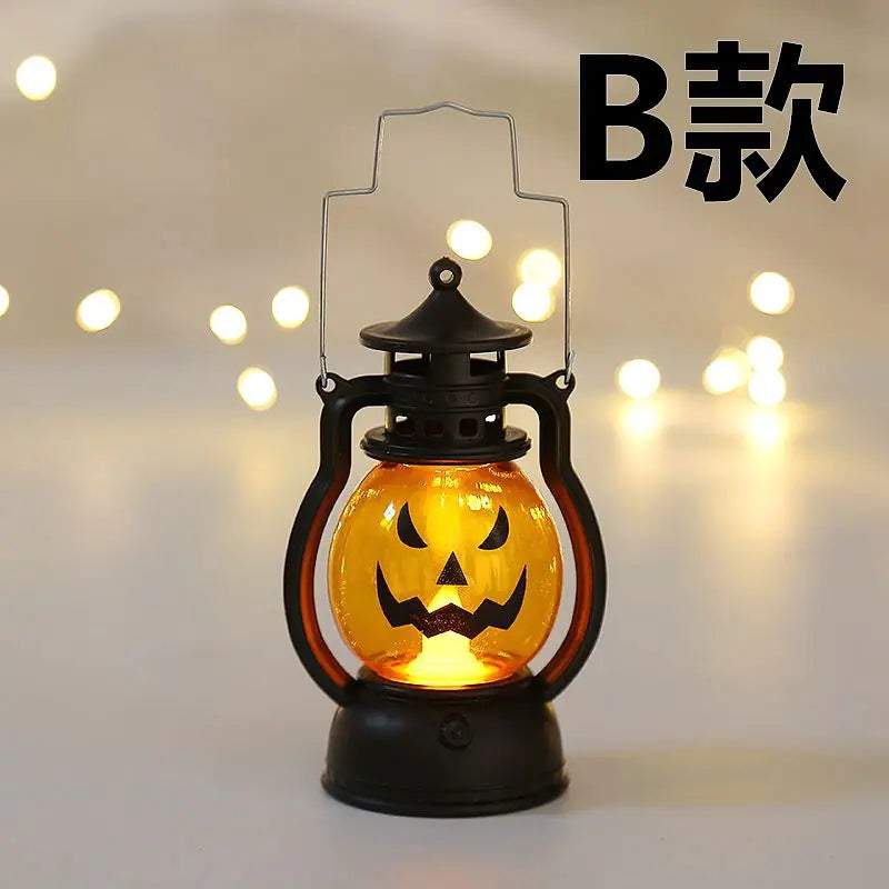 Halloween Pumpkin Lantern with Skull Decoration for Parties