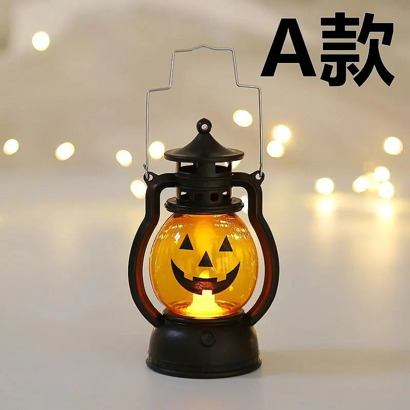 Halloween Pumpkin Lantern with Skull Decoration for Parties