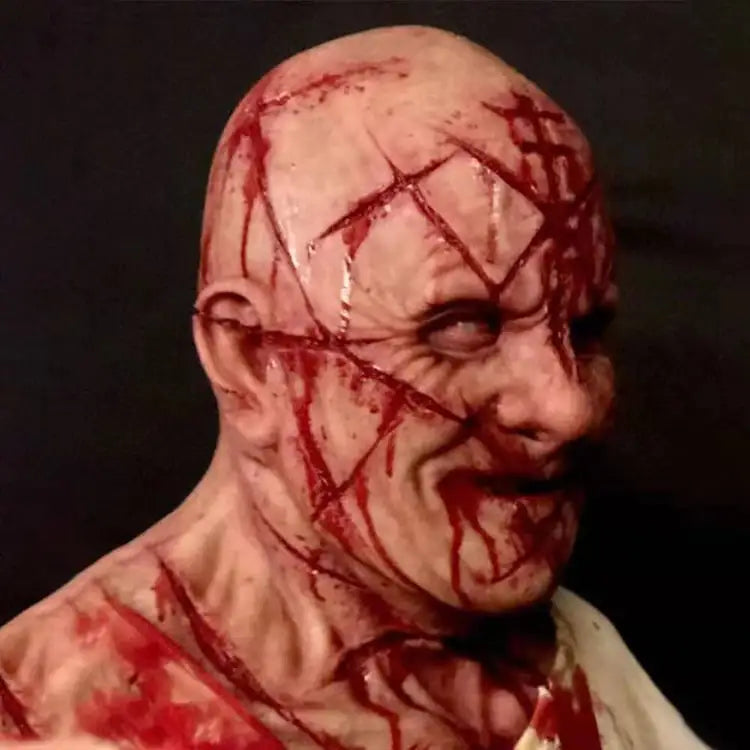 Horror Bald Old Man Mask with Blood Scar for Parties