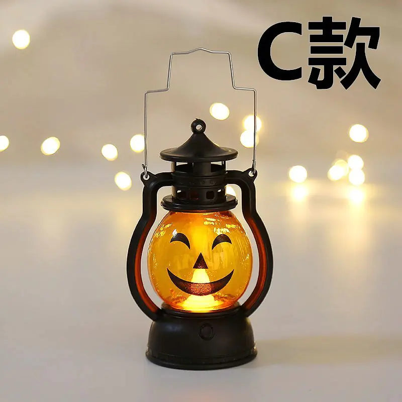 Halloween Pumpkin Lantern with Skull Decoration for Parties