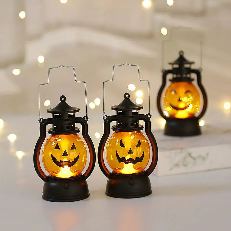 Halloween Pumpkin Lantern with Skull Decoration for Parties