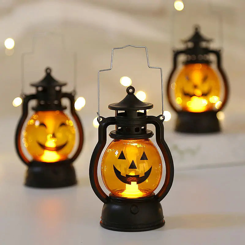 Halloween Pumpkin Lantern with Skull Decoration for Parties